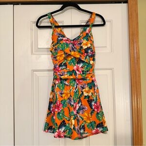 Denim & Co Reg Sweetheart Twist Front 1 pc Swim Dress Swimsuit